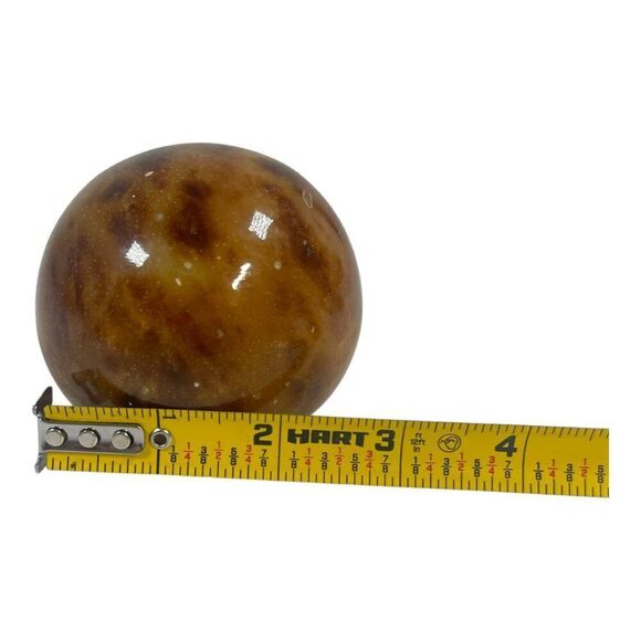 Italian Modern Alabaster Marble 3in Sphere or Paperweight in Orange MCM Retro - Picture 5 of 7